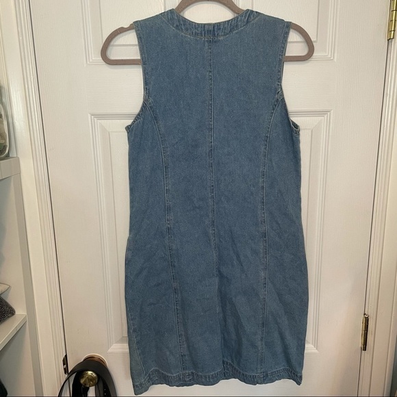 𝅺VINTAGE 100% cotton Blue Denim Button Down Dress small - Picture 4 of 6